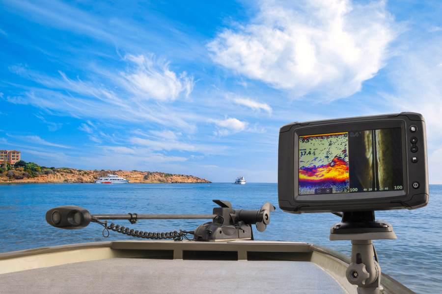 sonar device set up on a boat