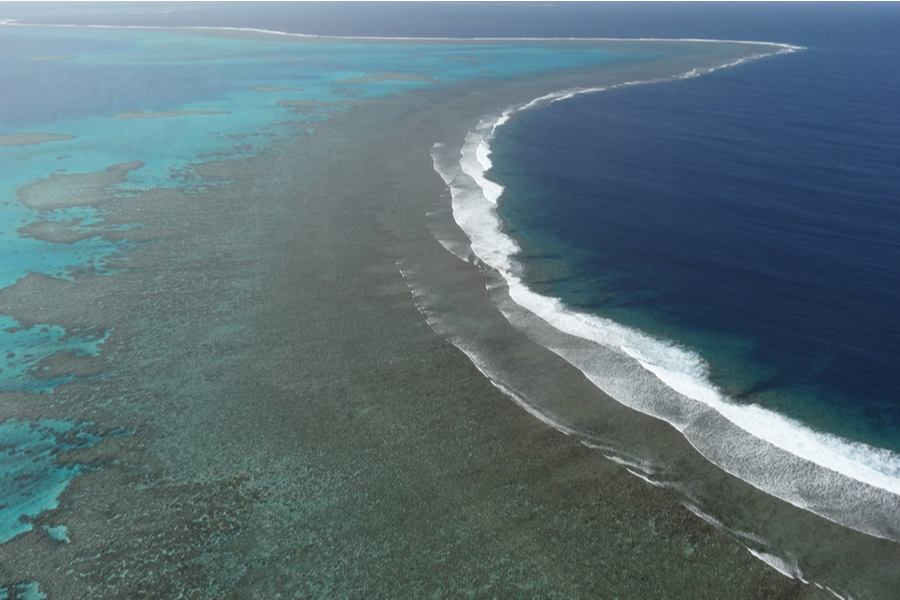 aerial view of the New Caledonia Barrier Reef most famous coral reef in the world
