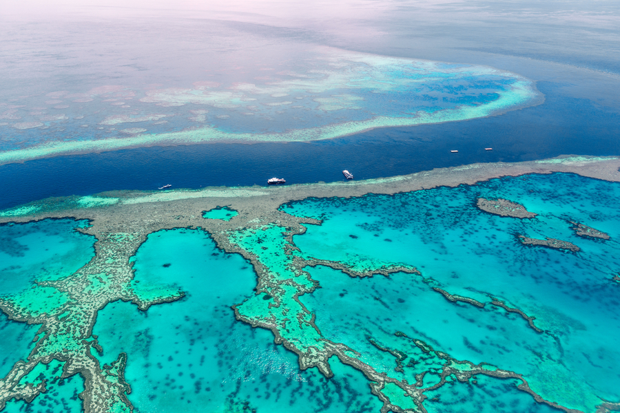 aerial view of the Great Barrier Reef most famous coral reef in the world